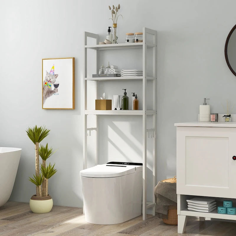 Over-The-Toilet Storage Shelf Space Saving Metal Bathroom - See Details