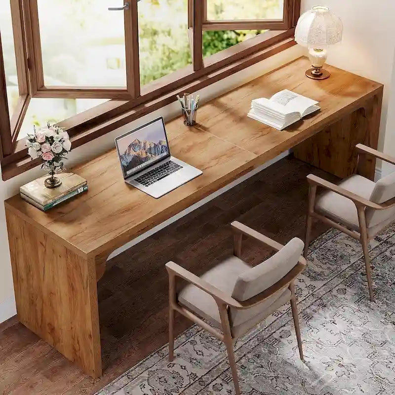 2 Person Desk for Home Office, Large Writing Desk for 2 People