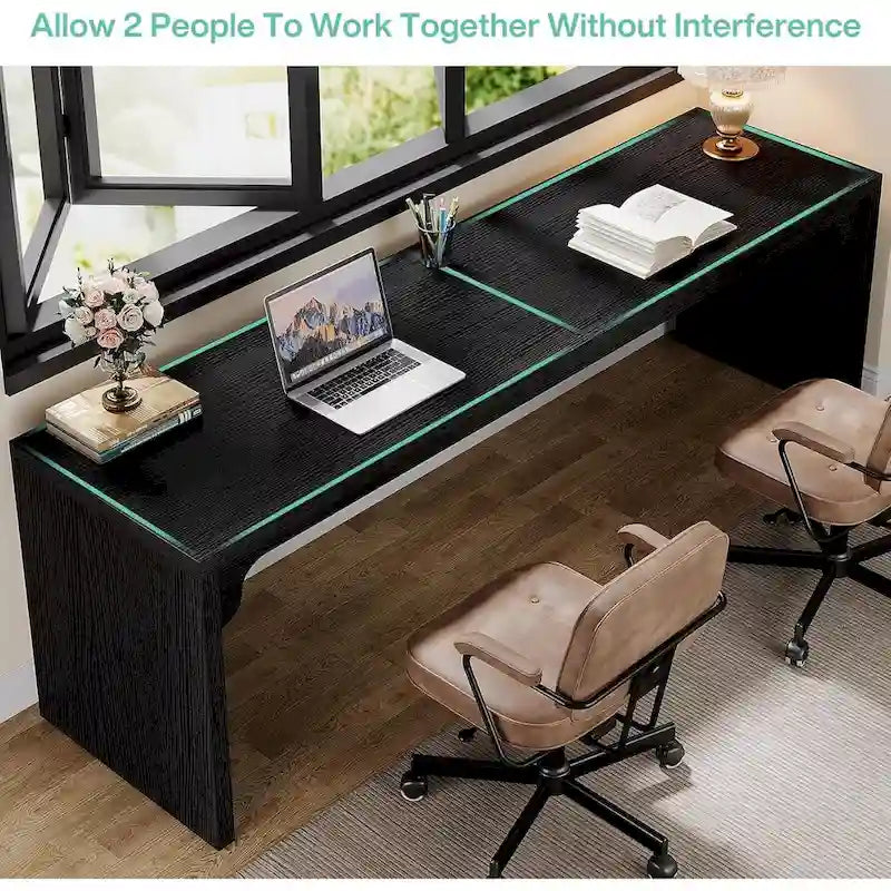 2 Person Desk for Home Office, Large Writing Desk for 2 People