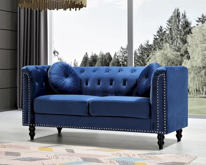  Classic Velvet Kittleson Nailhead Chesterfield Loveseat