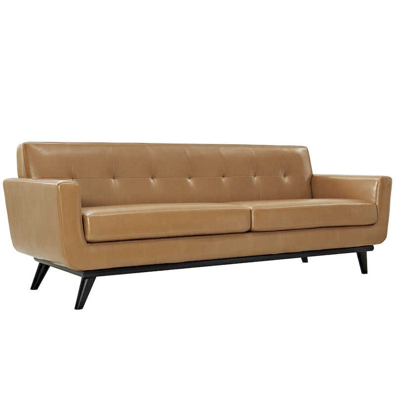 Carson Carrington Ringsaker Tan Leather Mid-century Sofa