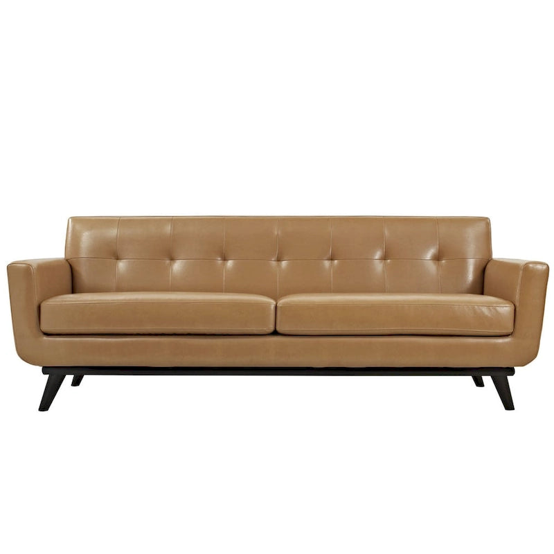 Carson Carrington Ringsaker Tan Leather Mid-century Sofa