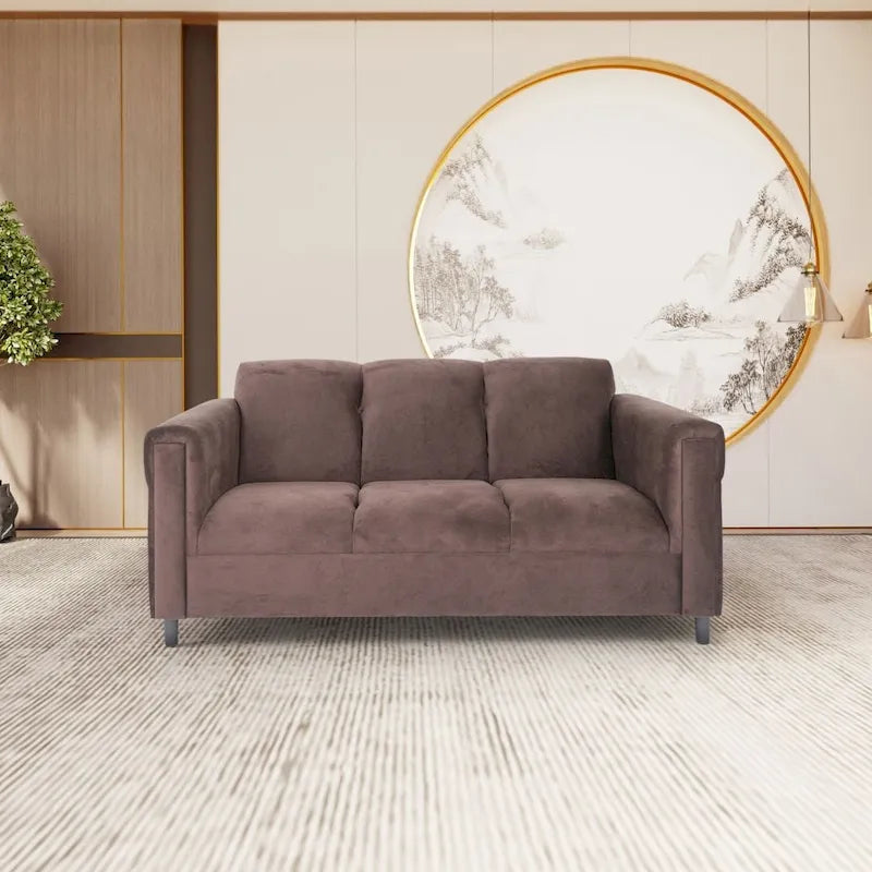 Coast to Coast Sofas Mid Century Modern 3 Seater Sofa Suede Solid Wood Frame Upholstered