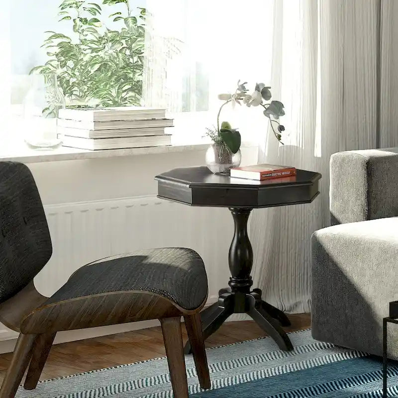 Traditional 24-inch Solid Wood Octagon Side Table