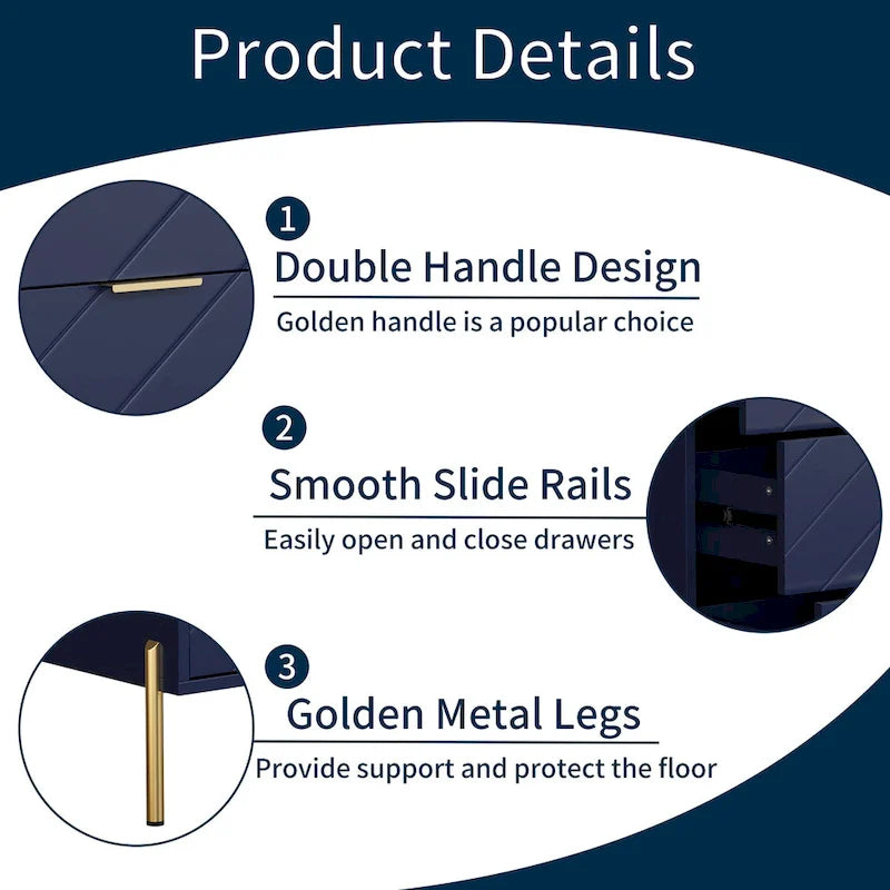 3-Drawer Storage Chest Dresser for Bedroom