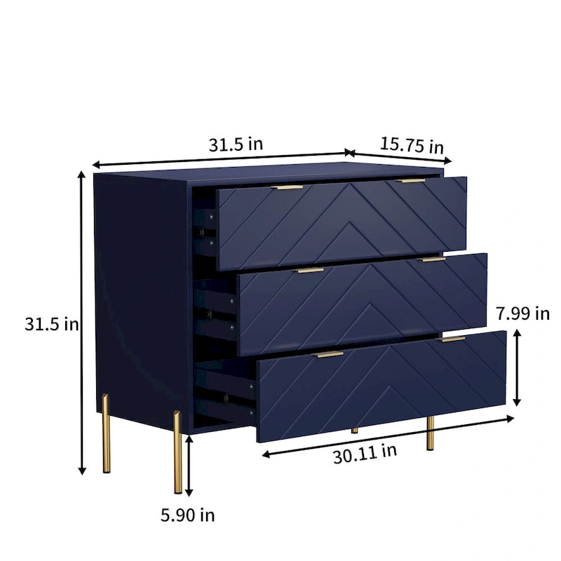 3-Drawer Storage Chest Dresser for Bedroom
