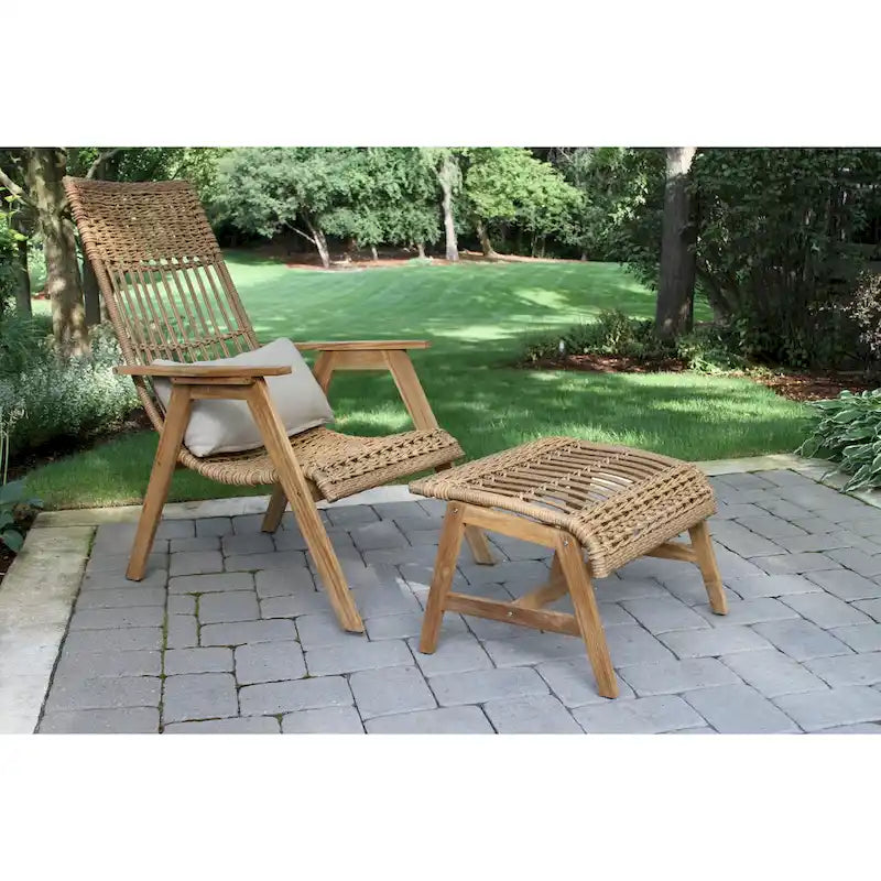 2 pc. Samera Teak & Bohemian Basket Loungers