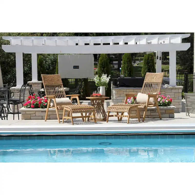2 pc. Samera Teak & Bohemian Basket Loungers