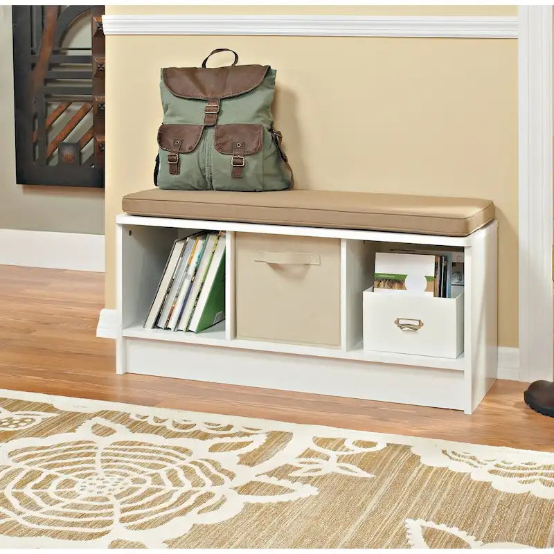 Southbrook 3-cube Storage Bench with Tan Cushion