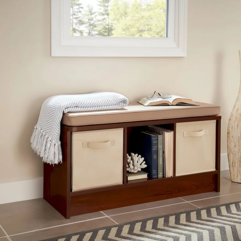  Southbrook 3-cube Storage Bench with Tan Cushion