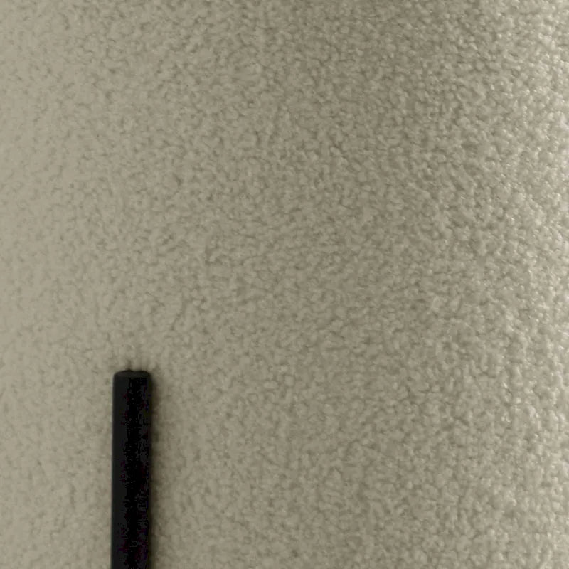 18 Inch Modern Foam Ottoman, Beige Faux Sheep Skin, Matte Black Metal Legs