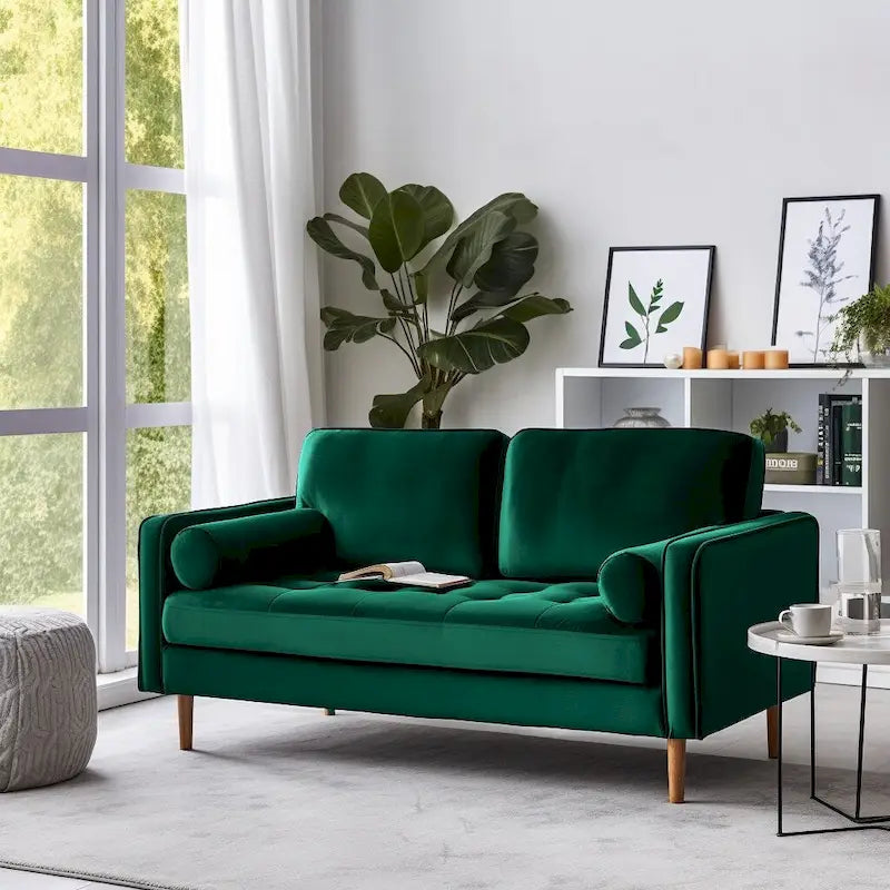Banavos 58 Velvet Square Arm Loveseat