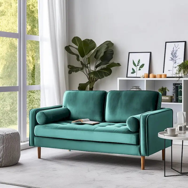 Banavos 58 Velvet Square Arm Loveseat