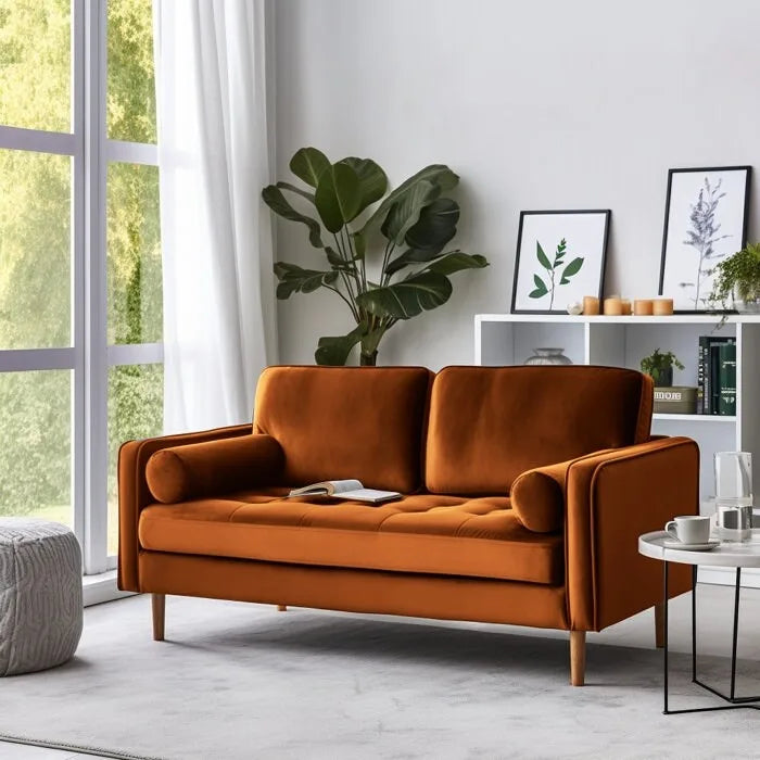 Banavos 58 Velvet Square Arm Loveseat