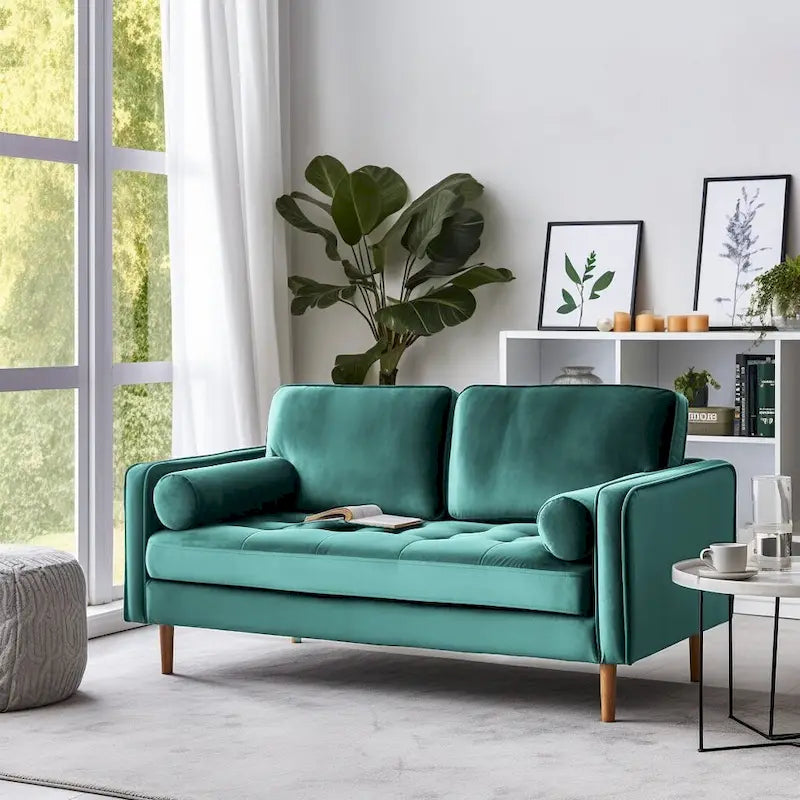 Banavos 58 Velvet Square Arm Loveseat