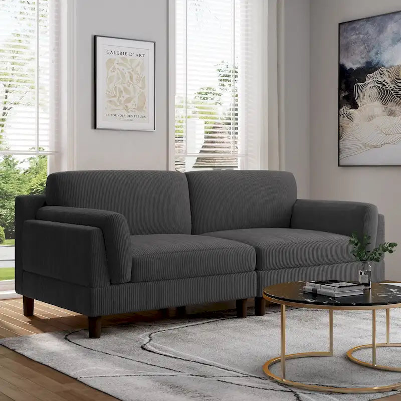 90 Corduroy Sectional Sofa Lounge Sleeper Sofa