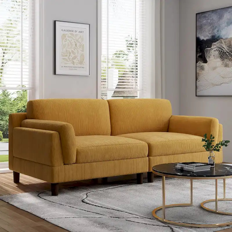 90 Corduroy Sectional Sofa Lounge Sleeper Sofa