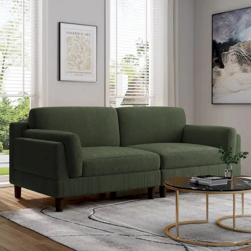 90 Corduroy Sectional Sofa Lounge Sleeper Sofa