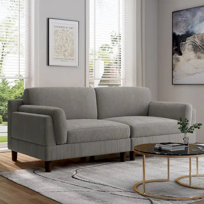 90 Corduroy Sectional Sofa Lounge Sleeper Sofa