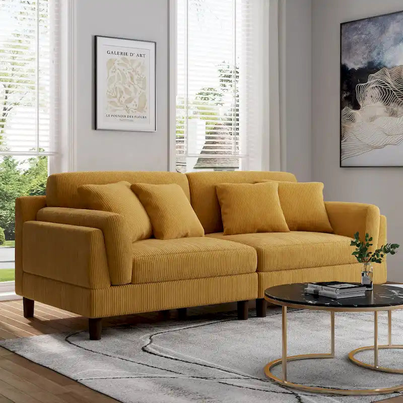 90 Corduroy Sectional Sofa Lounge Sleeper Sofa