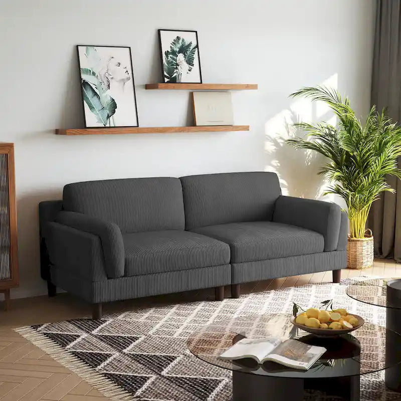 90 Corduroy Sectional Sofa Lounge Sleeper Sofa