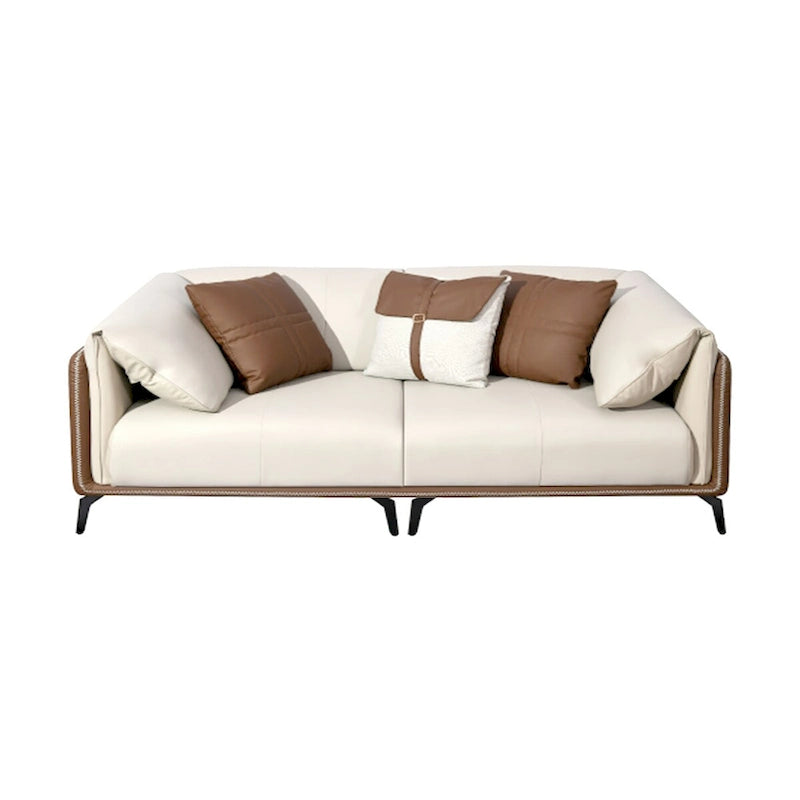 Faux Leather Pillow Top Arm Sofa with Reversible Cushions - two seat