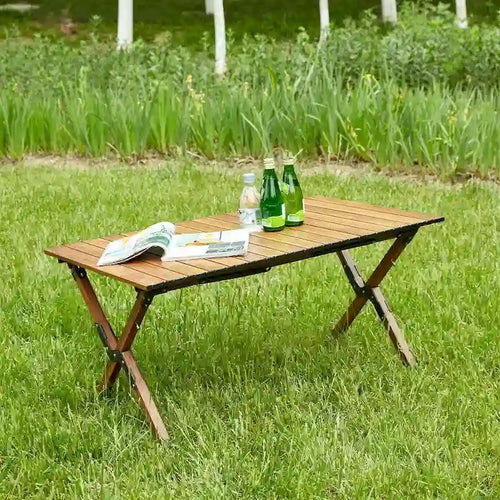 1-piece Folding Outdoor Table,Lightweight Roll-up Rectangular Table for indoor, Outdoor Camping, Picnics,Beach,Backyard, BBQ
