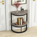 2-Tier Half Round End Table with Storage for Sofa, Living Room