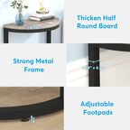 2-Tier Half Round End Table with Storage for Sofa, Living Room